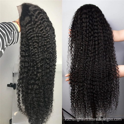 Wholesale wigs 100% human hair vendors burmese transparent hd frontal lace human hair wigs curly natural lace 36 inch wigs
